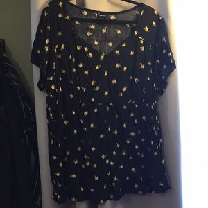 Torrid black with yellow rose blouse!